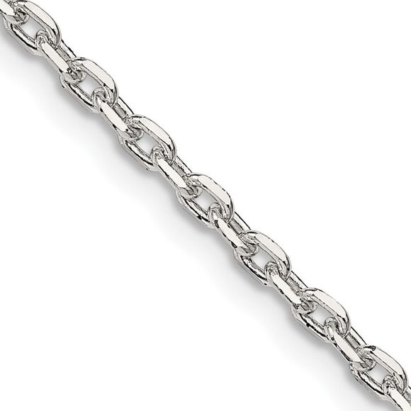 Kazi Luxury Sterling Silver 2.75mm Beveled Oval Cable Chain w/4in ext.